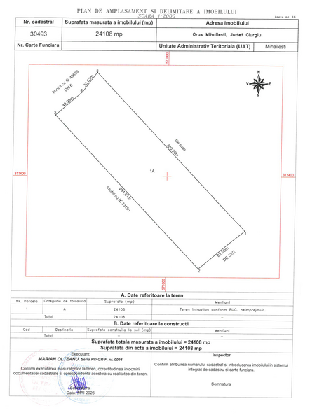 Mihailesti, vanzare teren 24.108 mp DN6/ E70 stradal,